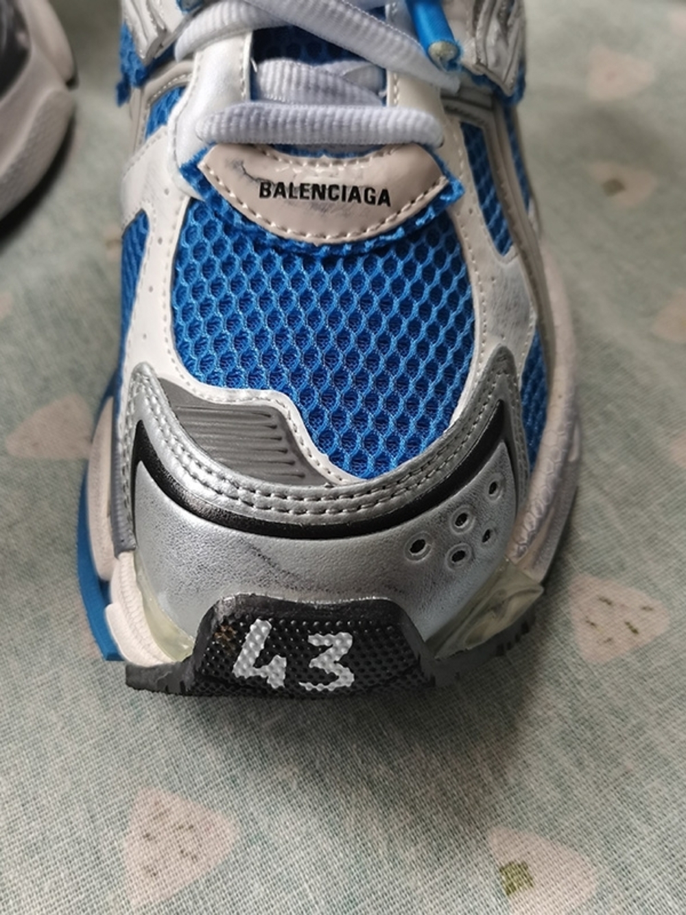Balenciaga Blue, White & Silver Runner Sneakers - Picture 5 of 10